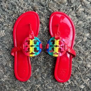 Tory Burch Miller Bright Rainbow Ruby Red 7.5